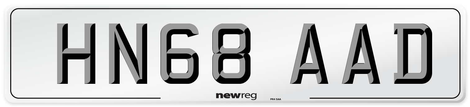 HN68 AAD Number Plate from New Reg